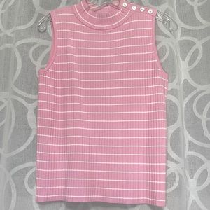 Talbots pink and white stripe sleeveless knit top.